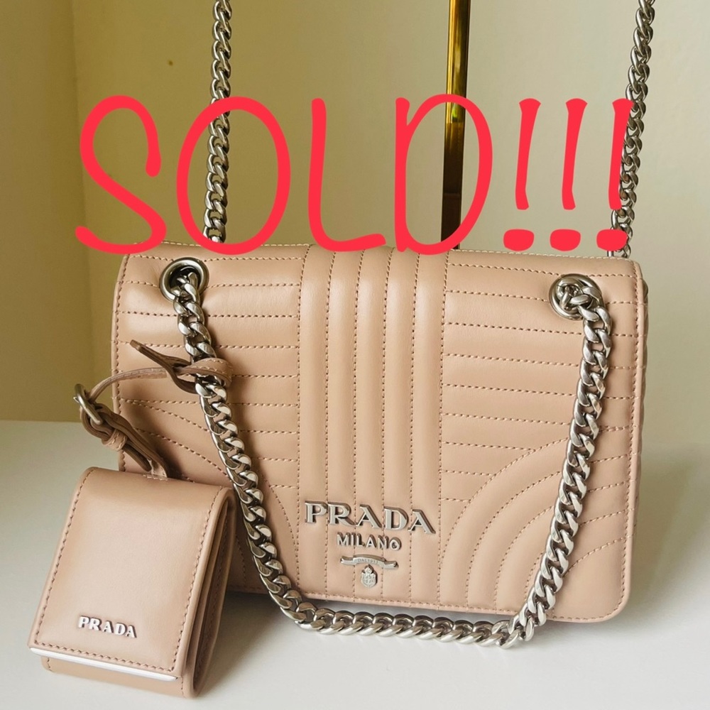 Authentic PRADA DIAGRAMME LEATHER HANDBAG